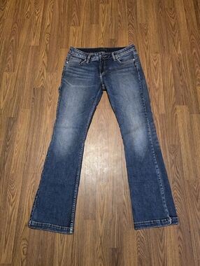 Silver Jeans Elyse Slim Bootcut Womens W31 L33 Medium Wash Blue Distressed Denim